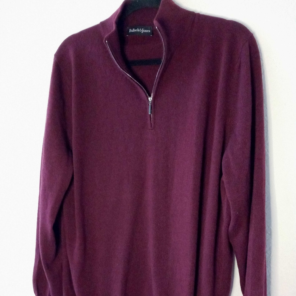 Burgundy Cashmere Mens Sweater by Bullock & Jones Made in Italy